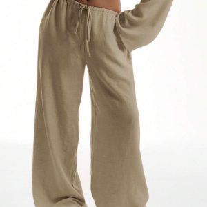 Brown Wide leg linen pants